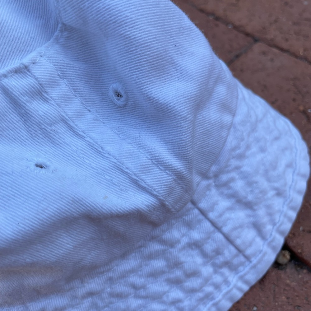 Vintage bucket hat floral embroidered white cotton bucket hat - Picture 3 of 9